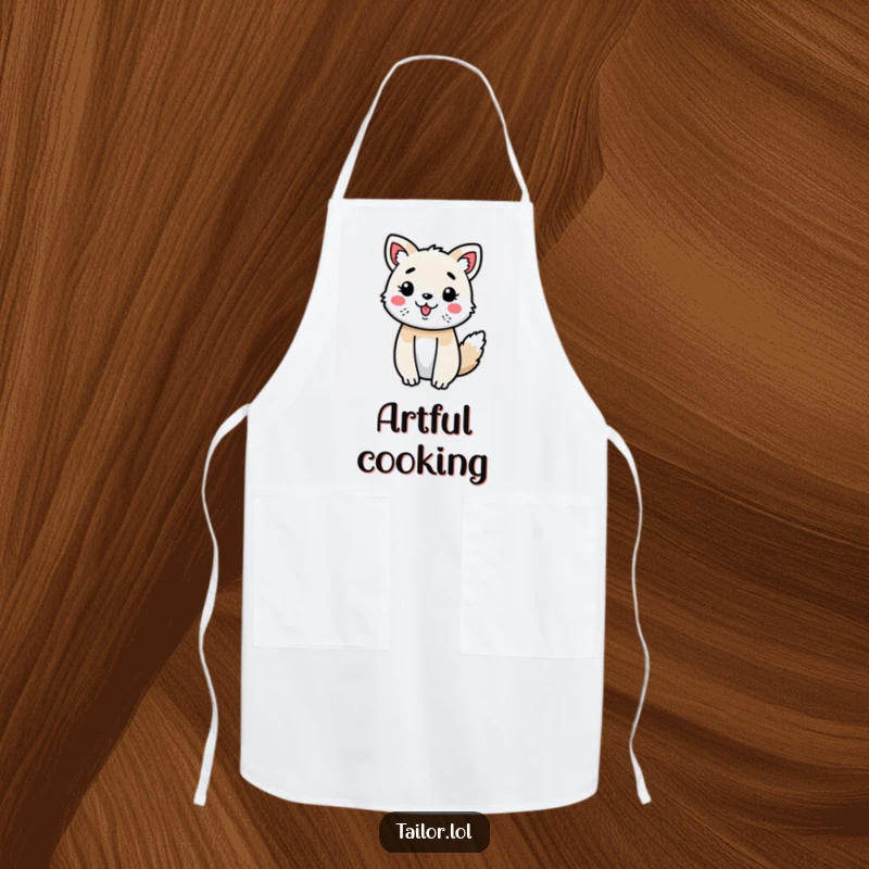 Funny Cute Animal Apron Joyfully Decorating a Fabric Swatch, Humorous and Practical Creative Wear.