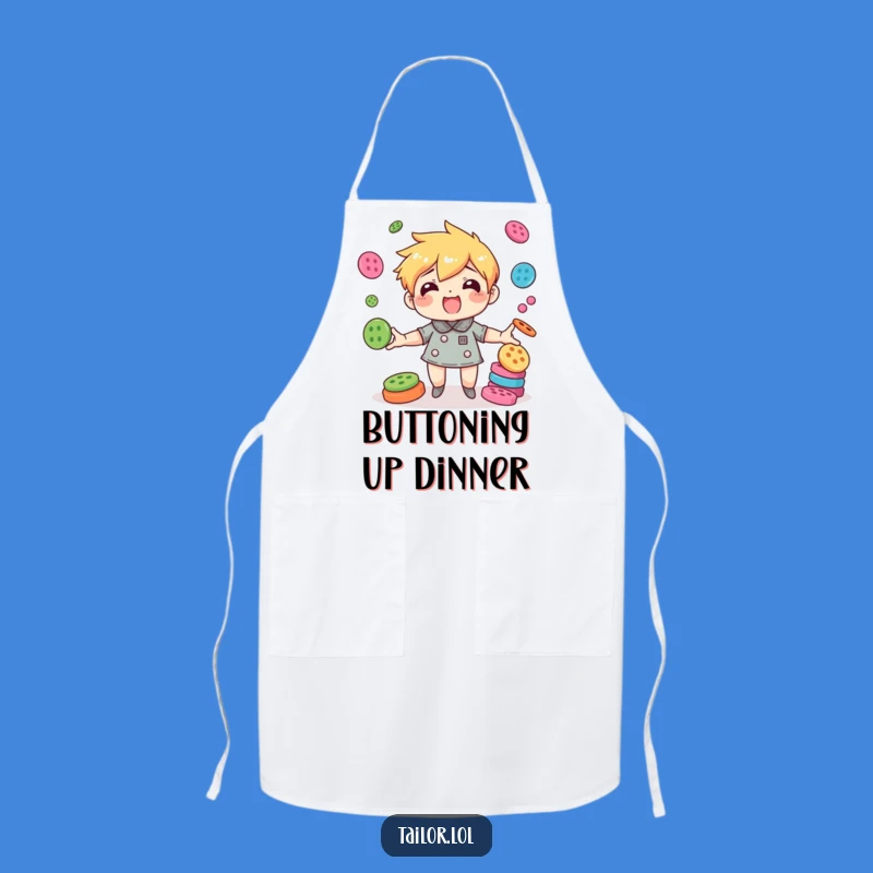 Funny Button Juggling Character Apron - Agile Gift for Cooks & Crafters