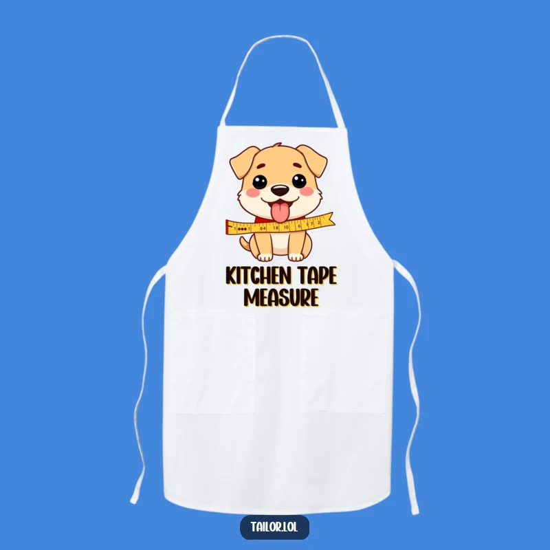 Funny Dog Measuring Ribbon Tongue Out Apron, Culinary Clown & Hilarious Gift for Bakers