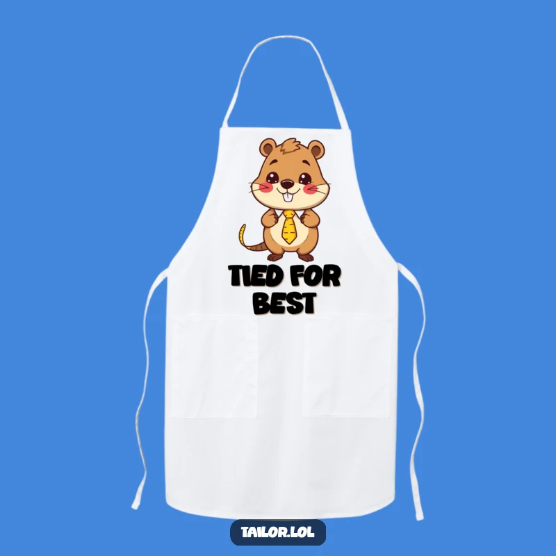 Funny Kawaii Beaver Tailor Apron: Chic Measuring Tape Tie Kitchenwear