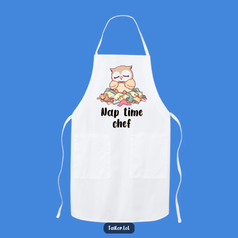 Funny Owl Tailor Apron: Sleepy Fabric Napper - Kitchen Crafting Relaxation