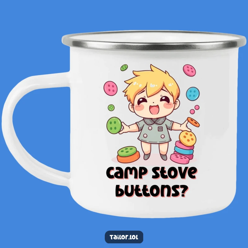 Funny Button Juggling Character Camping Mug - Agile Gift for Outdoors