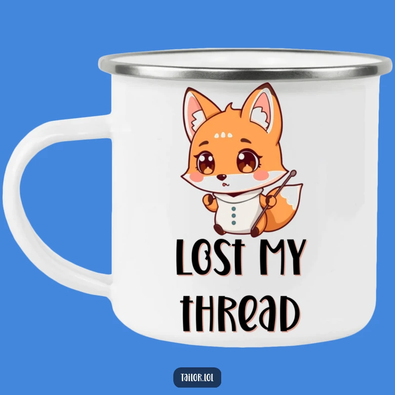 Durable Funny Fox Tailor Camping Mug - Hilarious Outdoor Sewing Gear