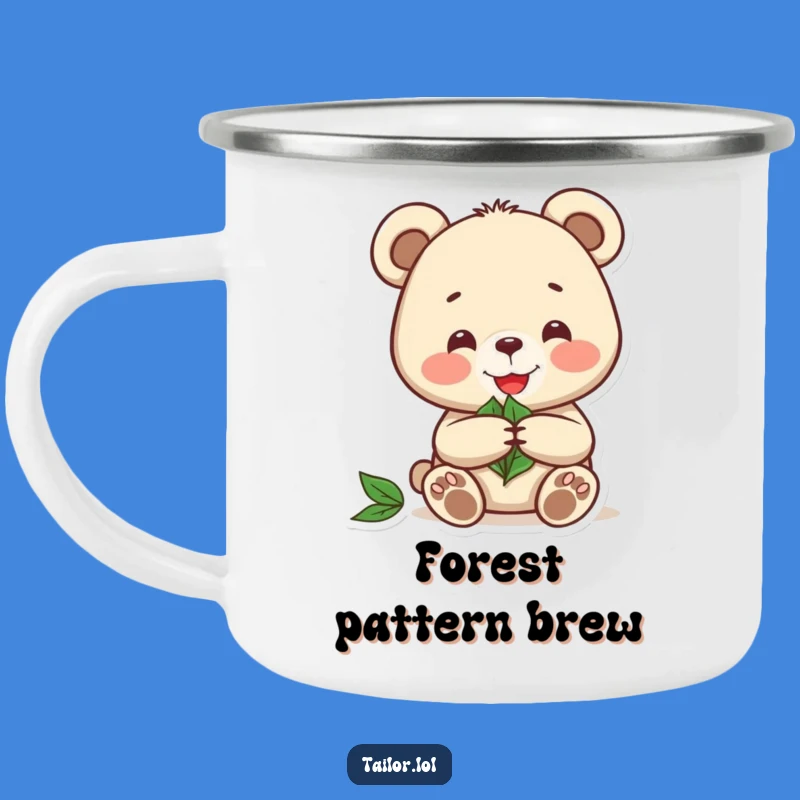 Funny Bear Leaf Pattern Camping Mug - Hilarious Outdoor Nature Companion