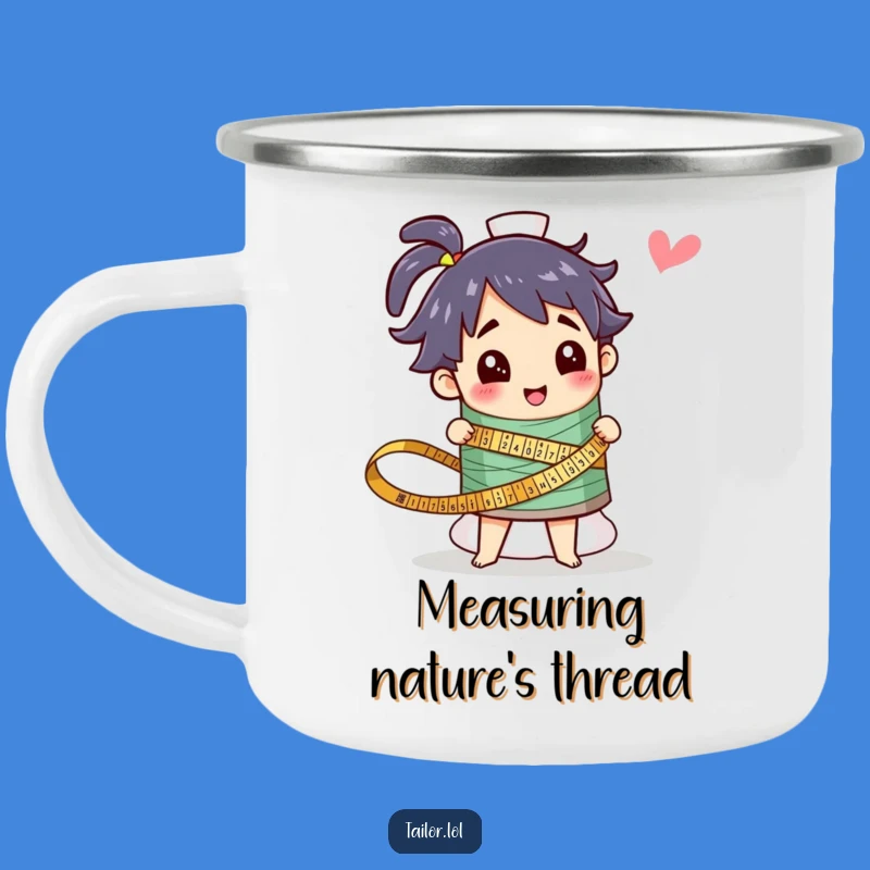 Funny Camping Mug for Sewers: Giant Thread Spool Adventure, Outdoor Crafting Gift