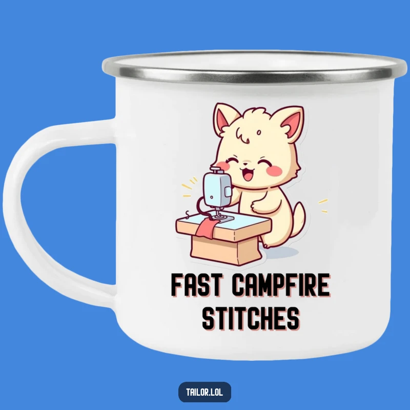 Funny Fast Sewer Camping Mug: Durable Animal Stitch Master Enamel Cup, Great Funny Gift