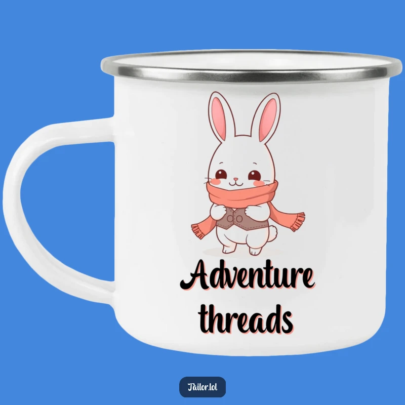 Funny Kawaii Rabbit Tailor Camping Mug: Giggling Character, Long Scarf, Outdoor Gift