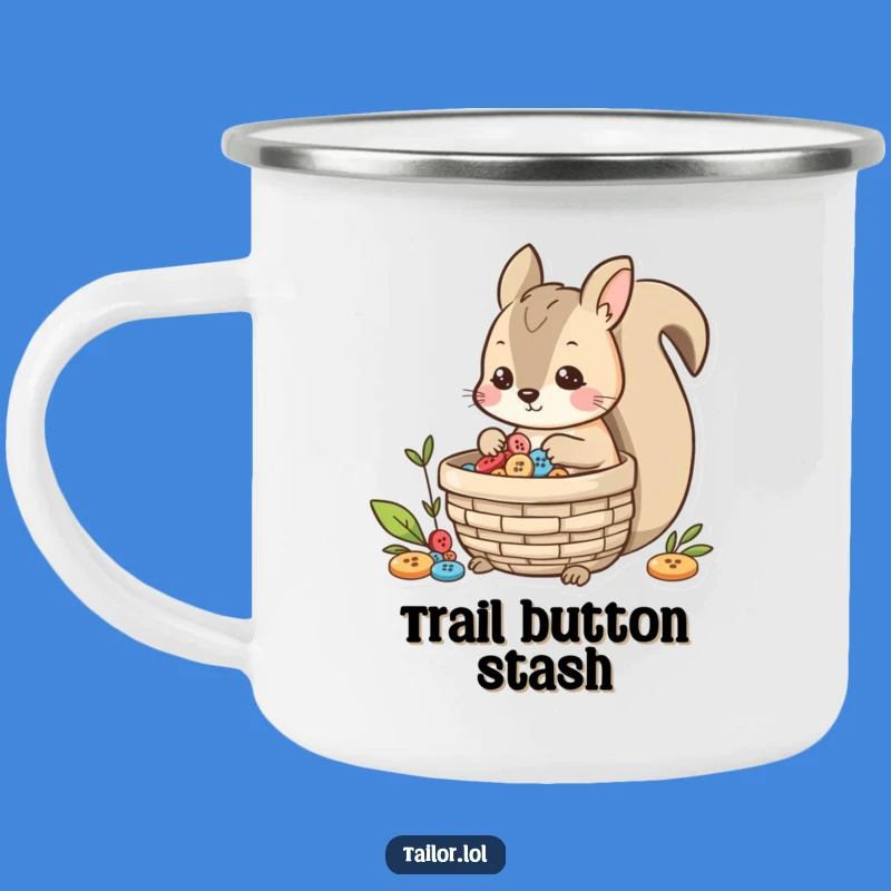 Funny Squirrel Button Collector Camping Mug - Outdoor Charm & Hilarious Gift
