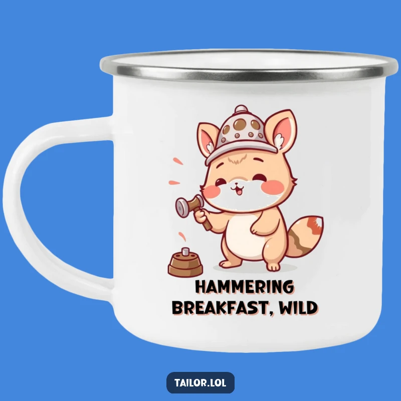 Funny Hammering Thimble Camping Mug: Hilarious Companion for Outdoor Makers