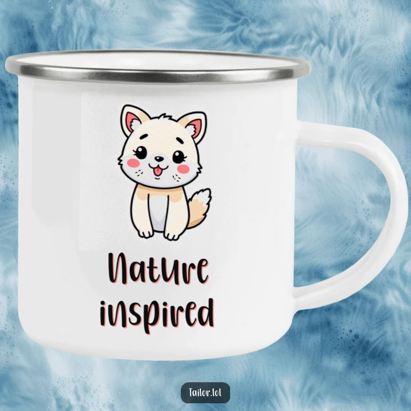 Funny Cute Animal Camping Mug Joyfully Decorating a Fabric Swatch, Durable and Humorous.