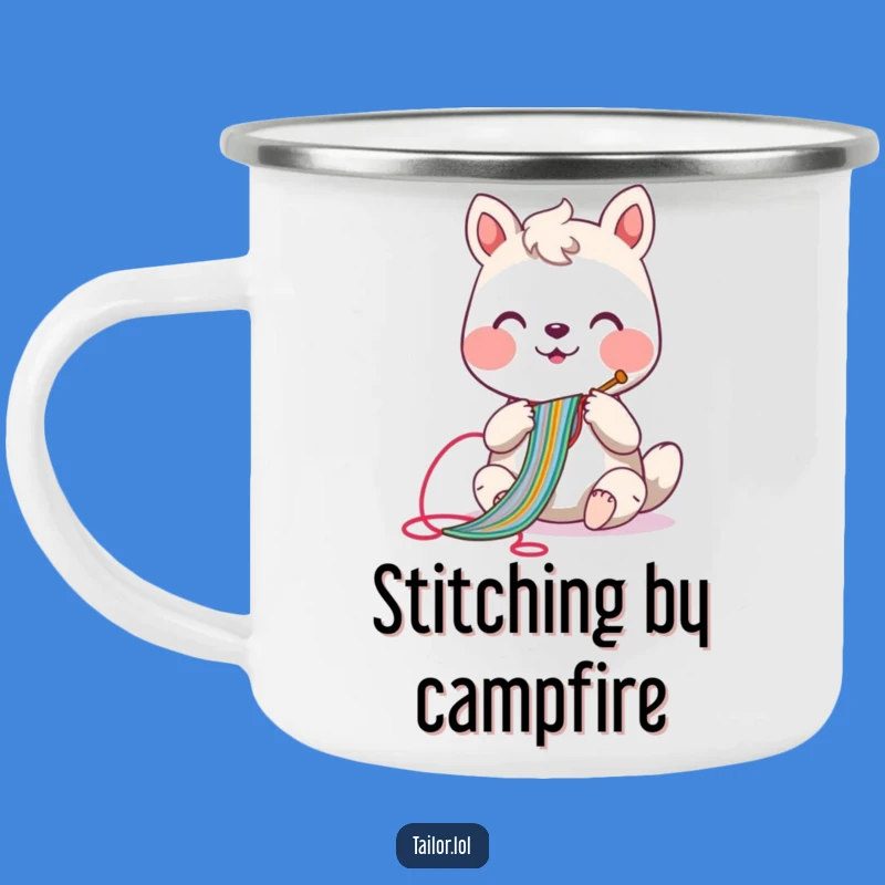 Funny Sewing Animal Camping Mug: Cheerful Crafter's Stitch, Outdoor Gift for Sewists