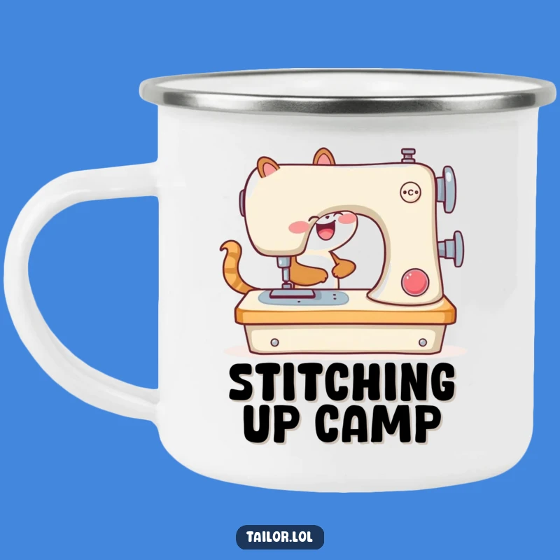 Funny Animal Sewing Machine Camping Mug: Hilarious Outdoor Crafter Companion