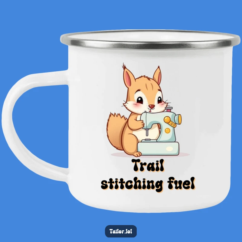 Funny Squirrel Sewing Machine Camping Mug - Hilarious Outdoor Craft Companion
