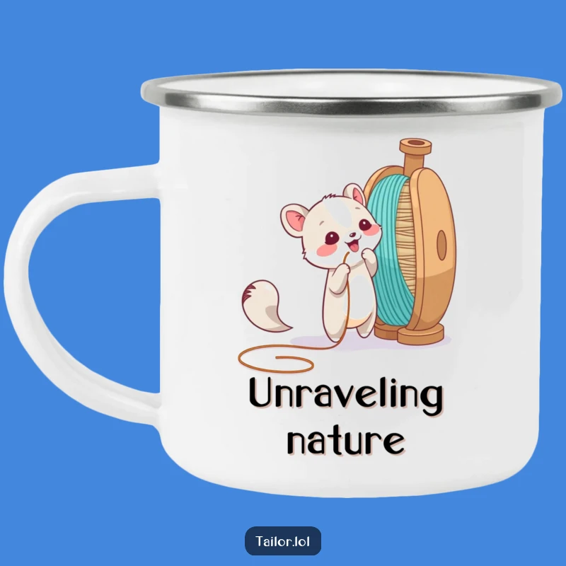 Funny Animal Thread Tugger Camping Mug - Outdoor Crafting Fun!