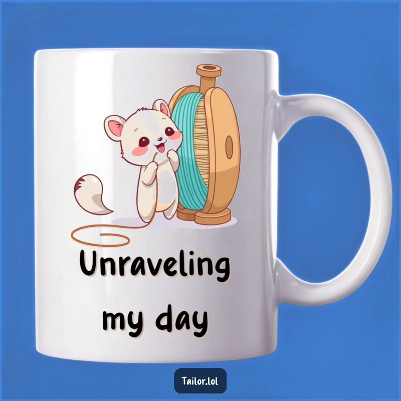 Funny Animal Thread Tugger Mug - Whimsical Yarn Lover's Gift