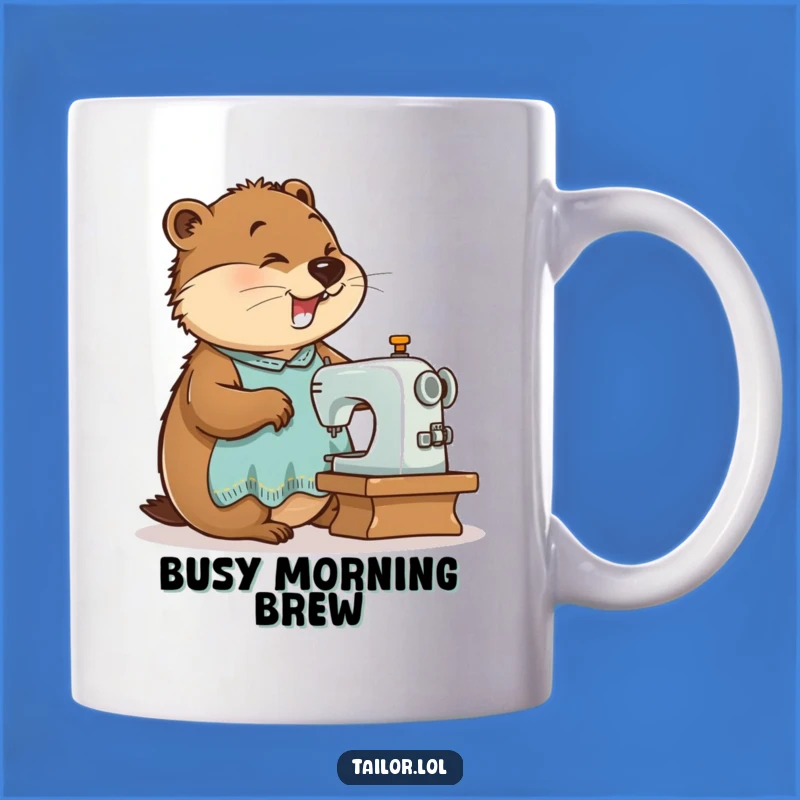 Funny Beaver Tailor Mug - Enthusiastic Sewing Art, Perfect Gift for DIYers