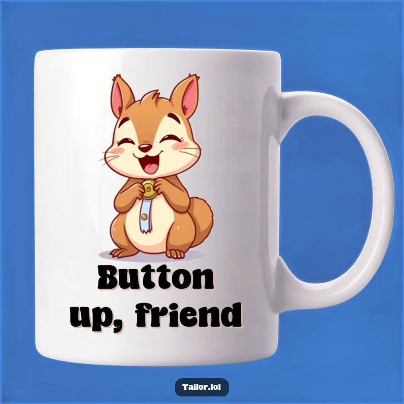 Funny Excited Squirrel Sewing Mug: Hilarious Gift for Tailors and Crafters!