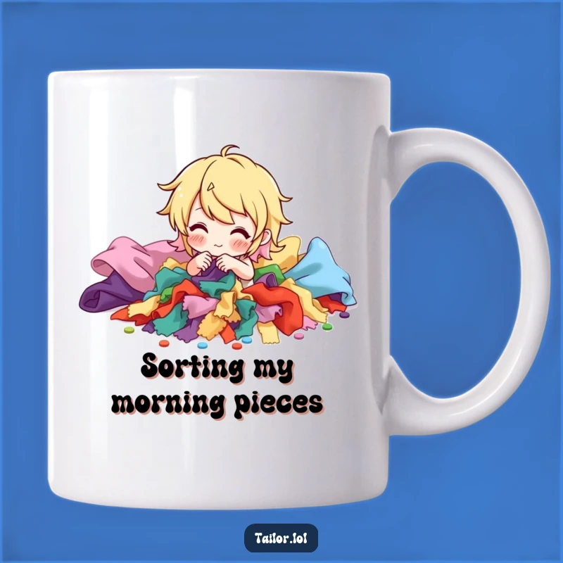 Funny Fabric Lover Mug: Scrap Sorting Joy, Perfect Gift for Sewers and Quilters