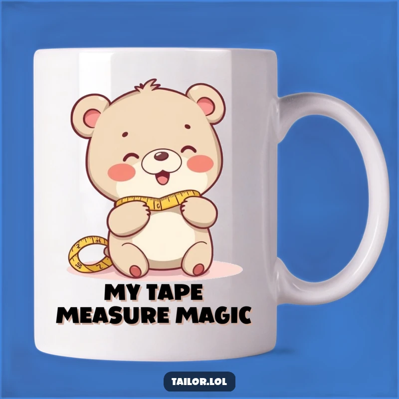 Funny Giggling Bear Measuring Fabric Mug: A Hilarious Sewing Gift for Crafters!