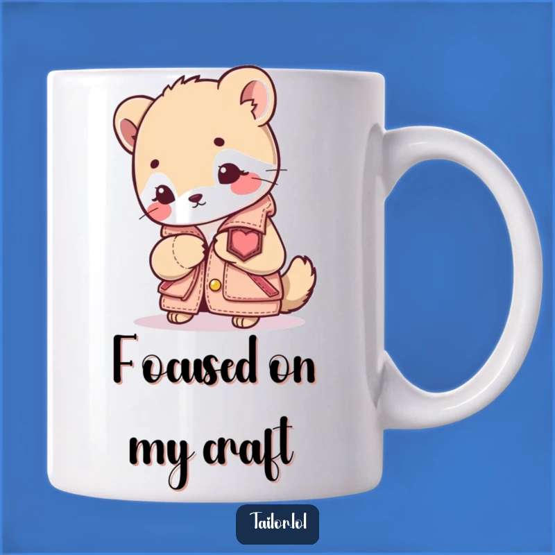 Funny Sewing Animal Mug: Focused Critter Crafts Tiny Jacket, Perfect Funny Gift