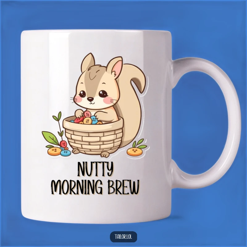 Funny Squirrel Button Collector Mug - Quirky Hobby & Perfect Gift