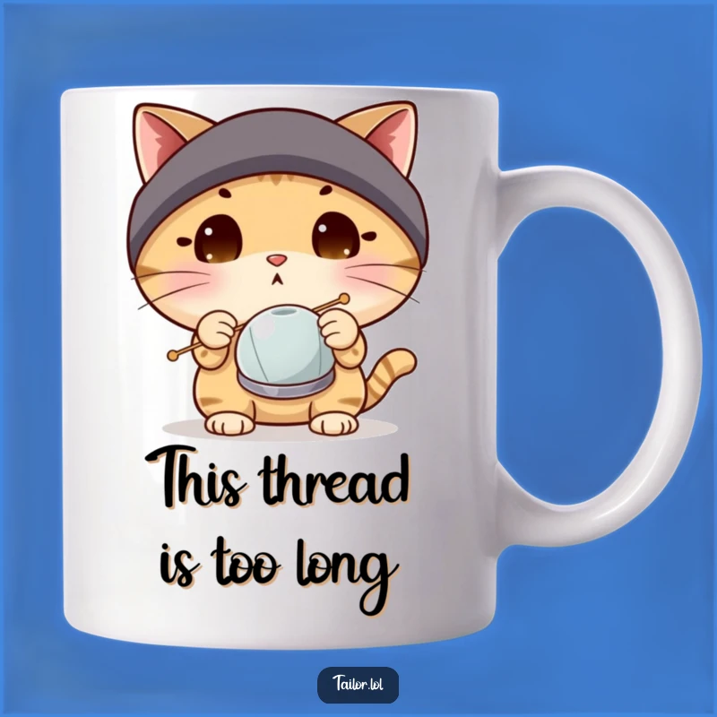 Funny Surprised Cat with Needle Mug: A Hilarious Sewing Gift for Cat Lovers