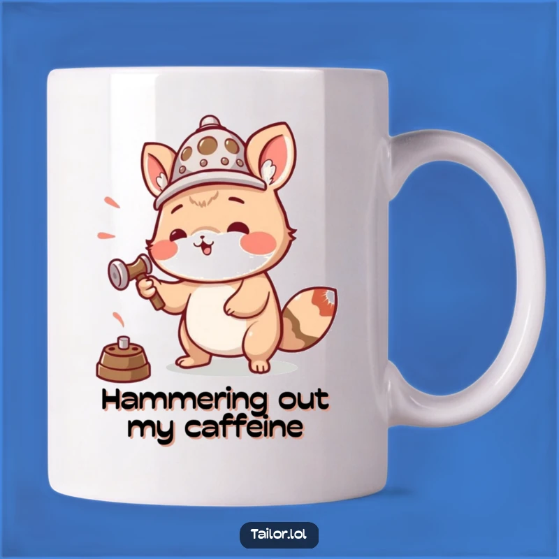 Funny Hammering Thimble Mug: Animal DIY Enthusiast Gift for Makers