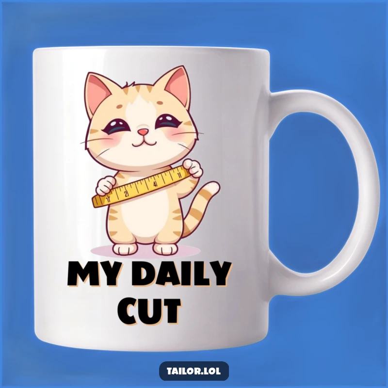 Funny Cat Measuring Fabric Mug - Cute Sewist Gift, Humorous Crafter