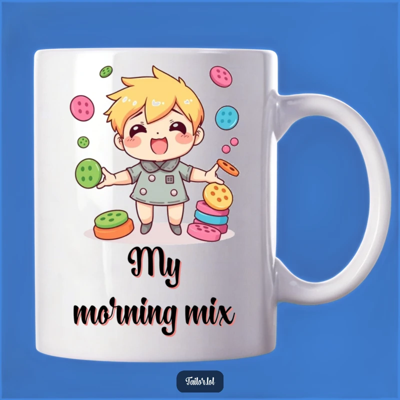 Funny Button Juggling Character Mug - Agility Gift for Hobbyists & Clumsy People