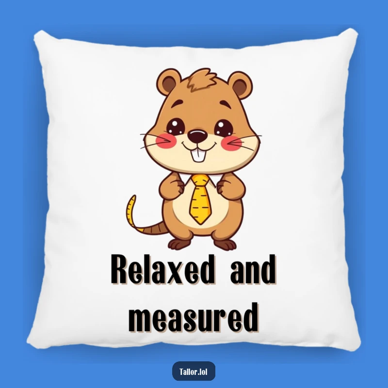Cozy Funny Kawaii Beaver Tailor Pillow: Soft Measuring Tape Tie Cushion