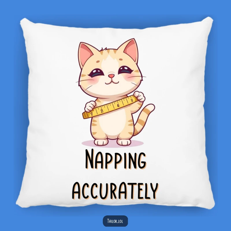 Cute Cat Sewing Pillow - Funny Crafter Gift, Fabric Measuring Accent