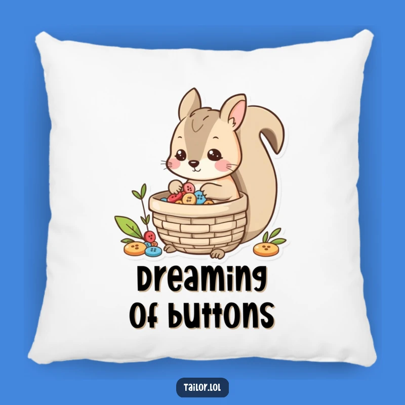 Funny Squirrel Button Collector Pillow - Cozy Accent & Charming Gift