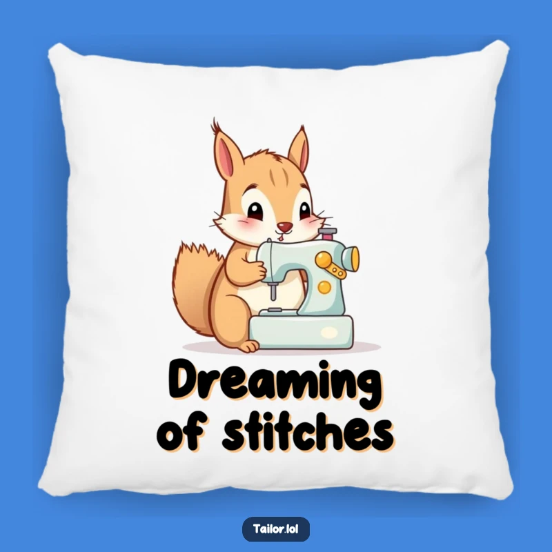 Funny Squirrel Sewing Machine Pillow - Cozy Hilarious Craft Decor