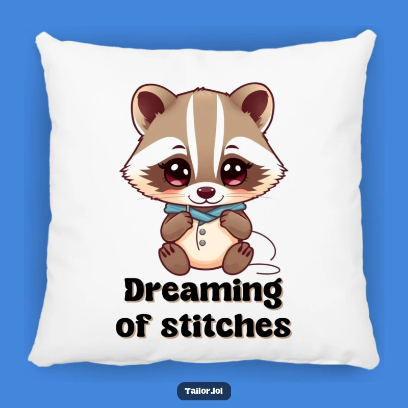 Funny Kawaii Badger Tailor Pillow: Curious Needle Focus, Cozy Comfort Gift