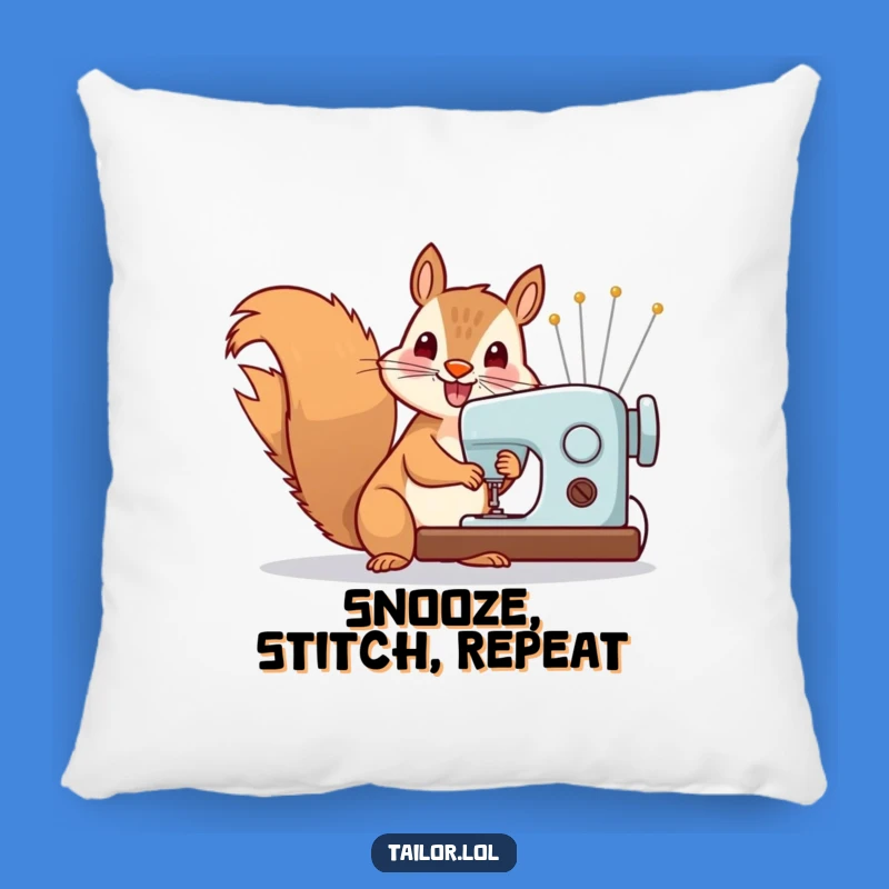 Funny Squirrel Sewing Pillow: Cozy Crafter Squirrel Cushion, Cute Gift