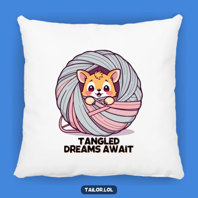 Funny Yarn Tangle Pillow: Cuddle Up with a Hilariously Tangled, Adorable Animal