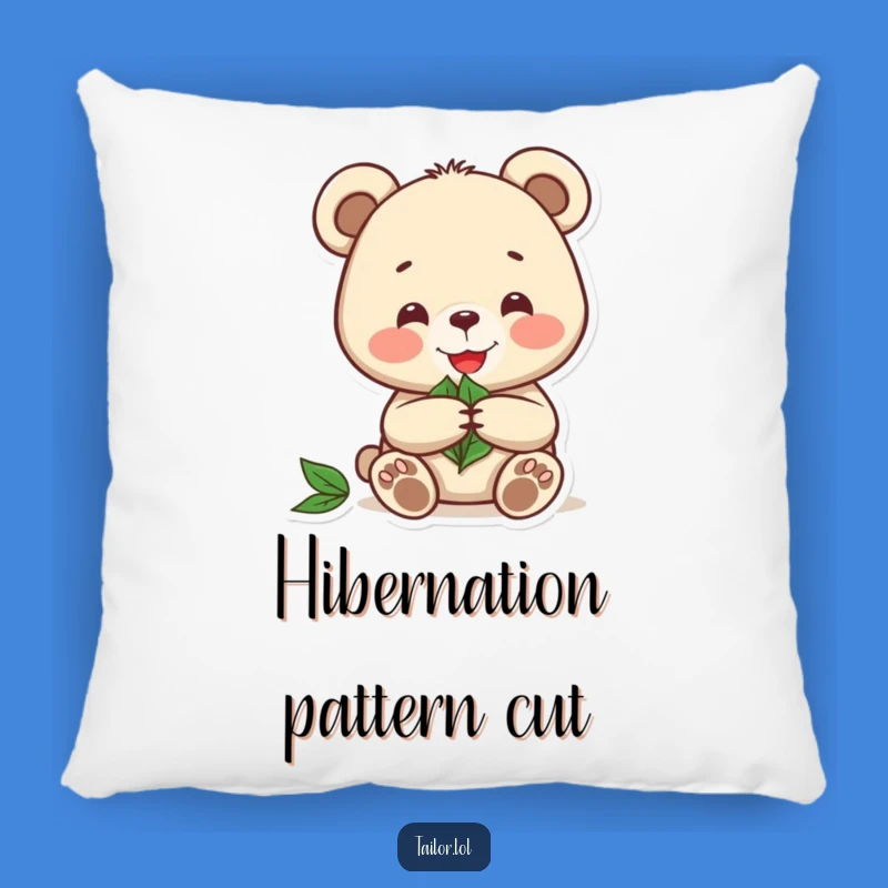 Funny Bear Leaf Pattern Pillow - Cozy Hilarious Nature Decor