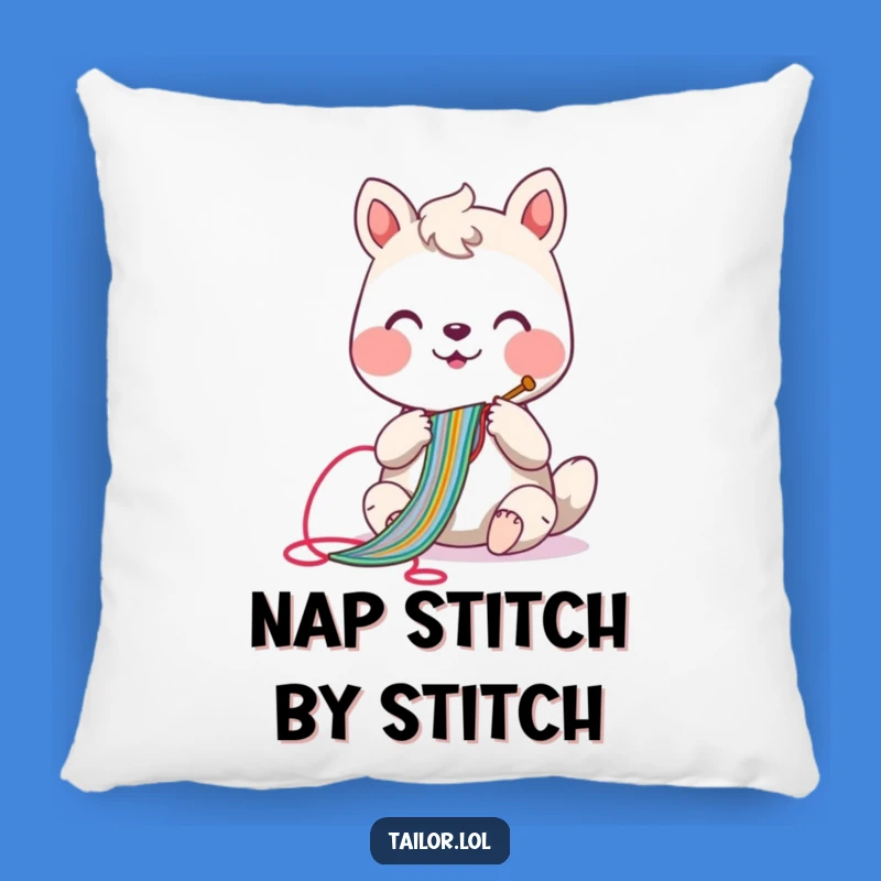 Funny Sewing Animal Pillow: Cheerful Crafter's Colorful Stitch Cushion, Cozy Gift for Home