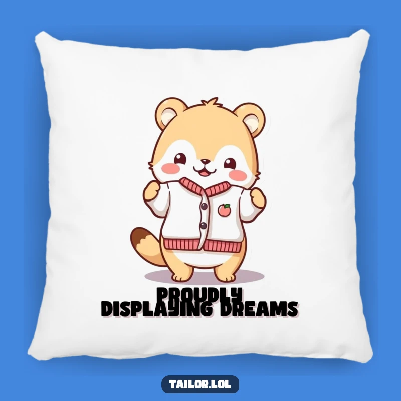 Funny Proud Crafter Pillow: Animal Shows Off Tiny Garment, Cozy Funny Gift