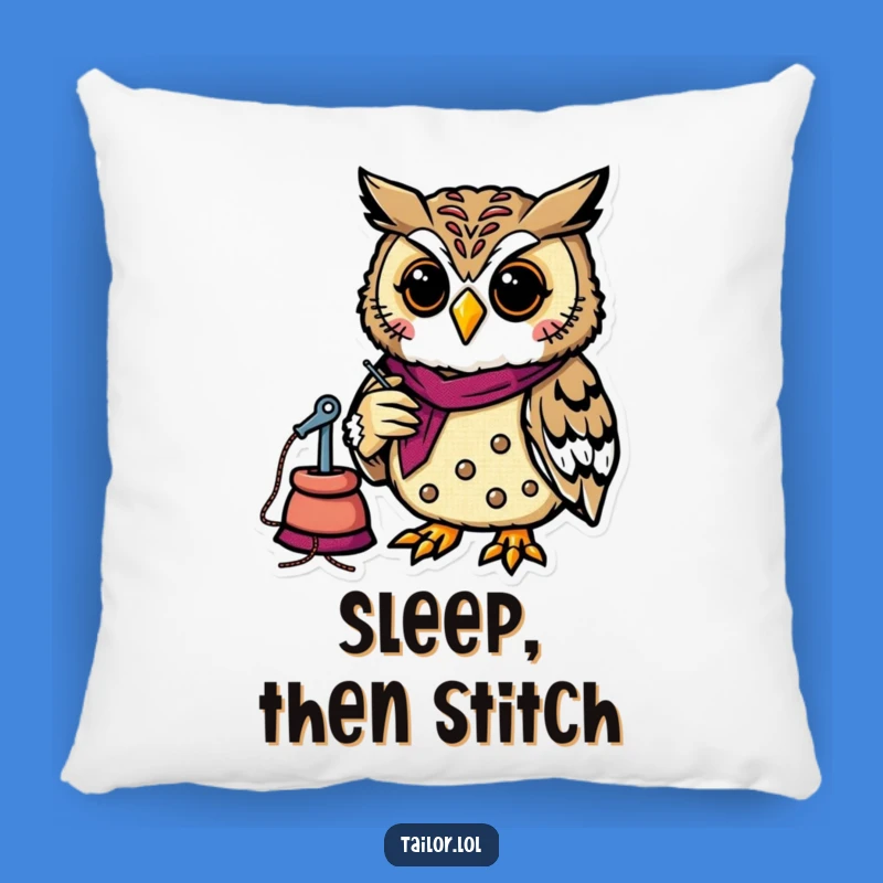 Funny Owl Tailor Pillow - Cozy Sewing Accent, Perfect Humorous Gift