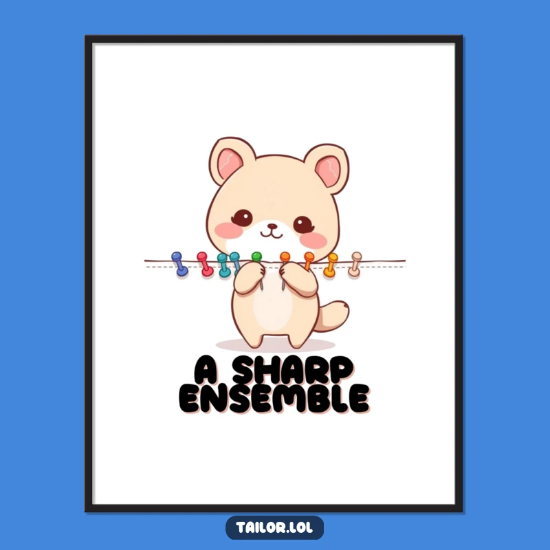 Funny Pinning Animal Digital Art: Happy Critter Pins Fabric, Printable Funny Gift