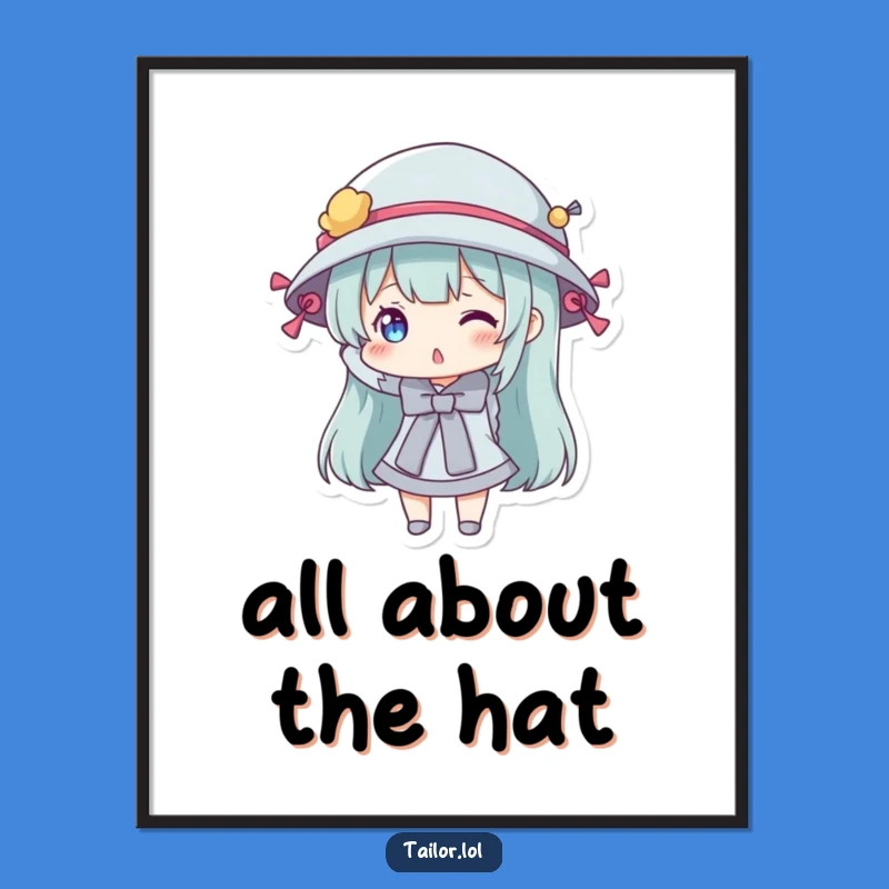 Funny Bobbin Hat Art Print a Quirky Gift for Wall Decor