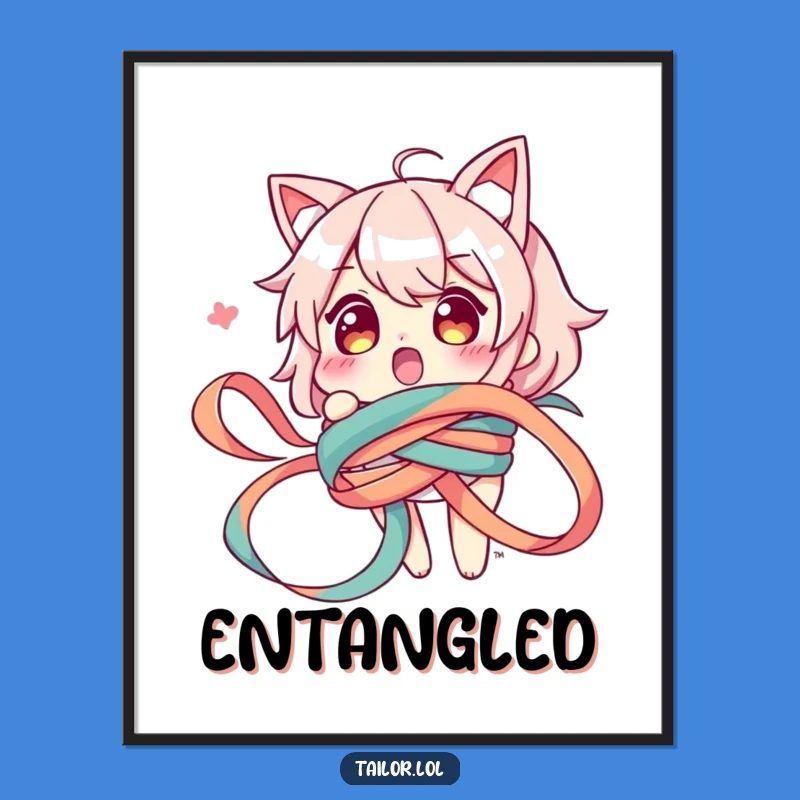 Funny Tangled Ribbon Digital Art: Hilarious Printable Decor for Instant Playful Ambiance