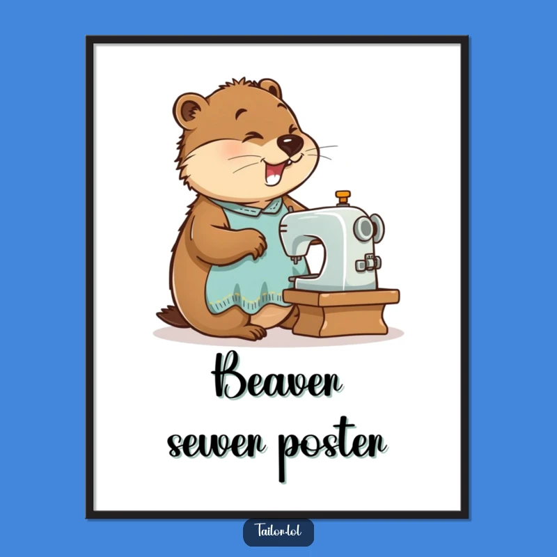 Funny Beaver Tailor Digital Art - Instant Download, Perfect Humorous Decor