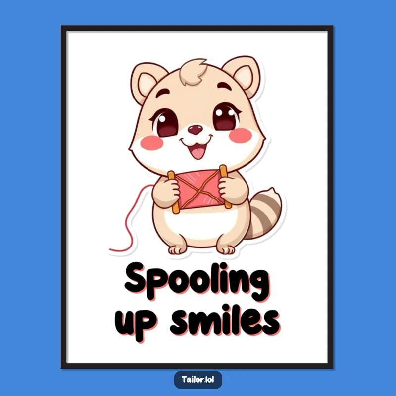 Funny Digital Art: Cheerful Animal Thread Holder, Charming Wall Art Funny Gift!