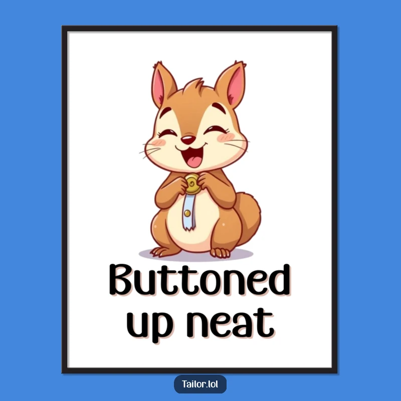 Funny Excited Squirrel Digital Art Print: Charming Decor for Crafty Spaces