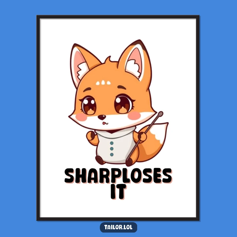 Funny Fox Tailor Digital Art - Instant Hilarious Sewing Decor Download