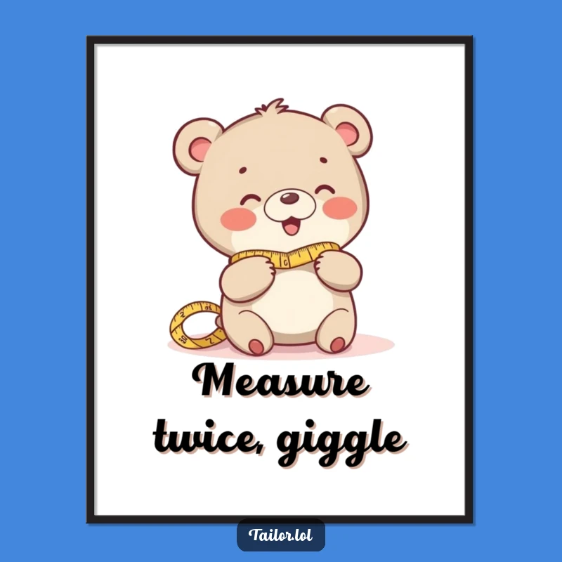 Funny Giggling Bear Digital Art Print: Hilarious Decor for Crafty Spaces