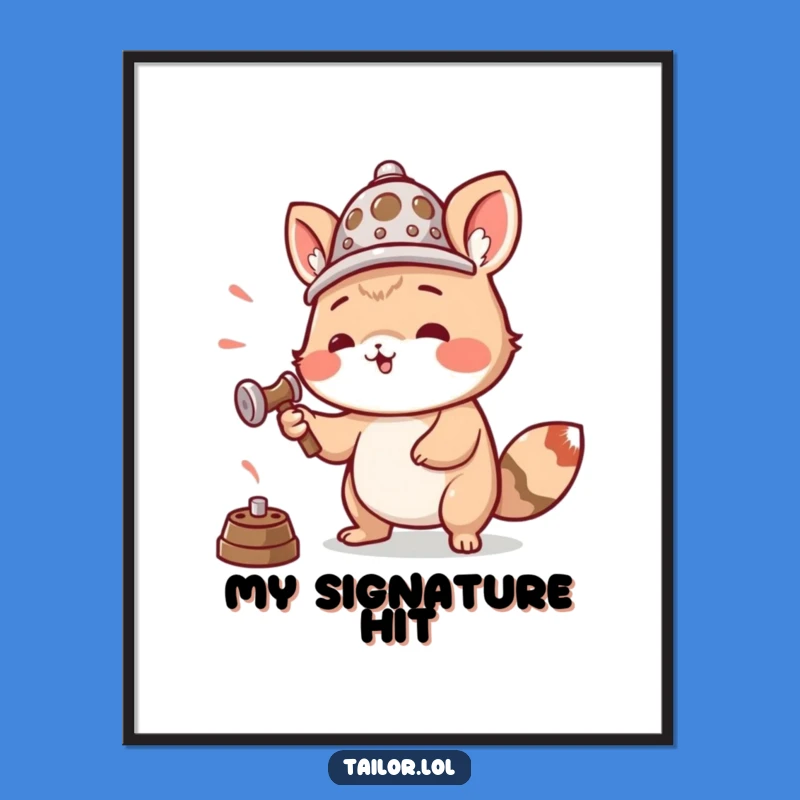 Funny Hammering Thimble Digital Art: Hilarious Printable Decor for DIY Fans