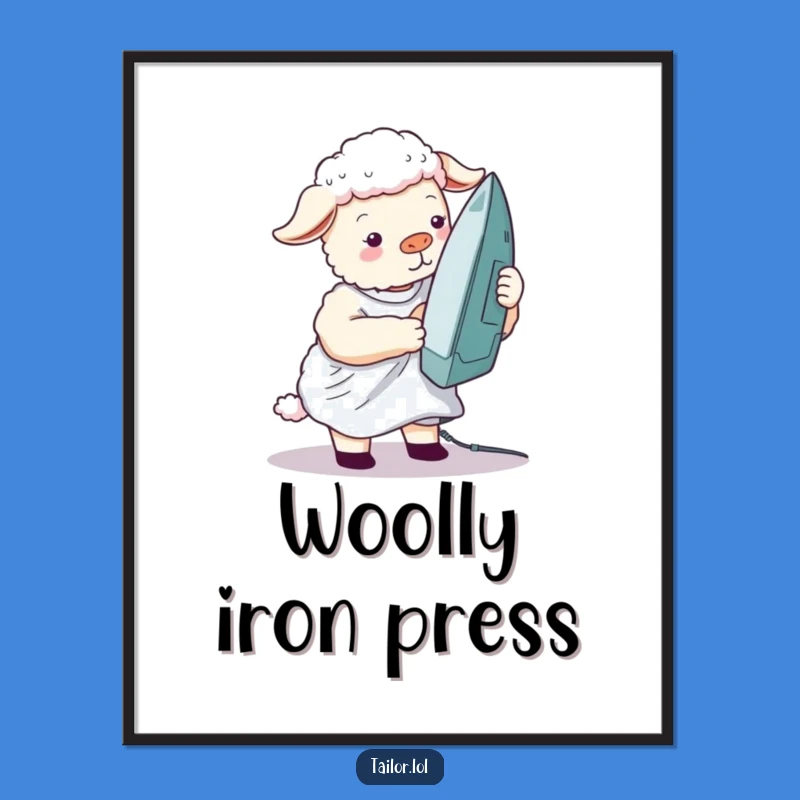 Funny Silly Sheep Ironing Shirt Digital Art, Printable Comedy for Home Decor